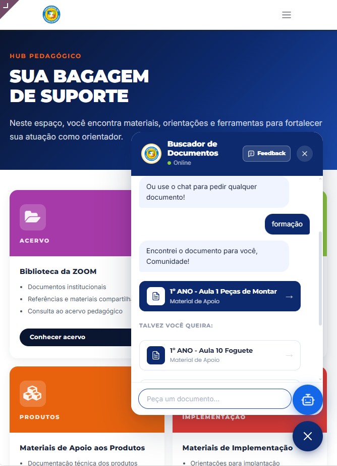 Bot buscador: o colaborador pede o documento por palavras-chave e recebe o link.