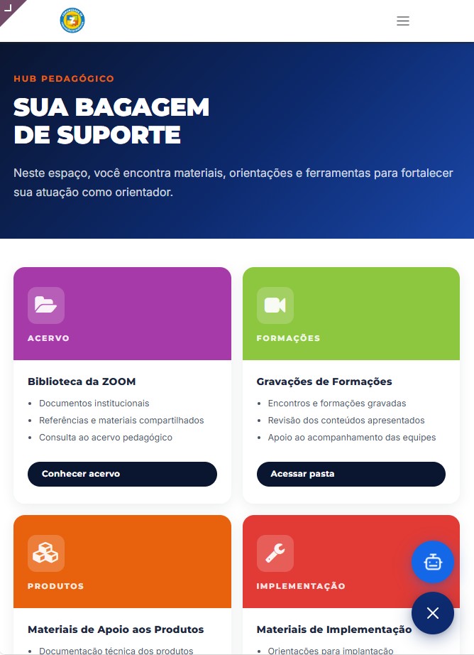 Hub Pedagógico com os principais arquivos da empresa.