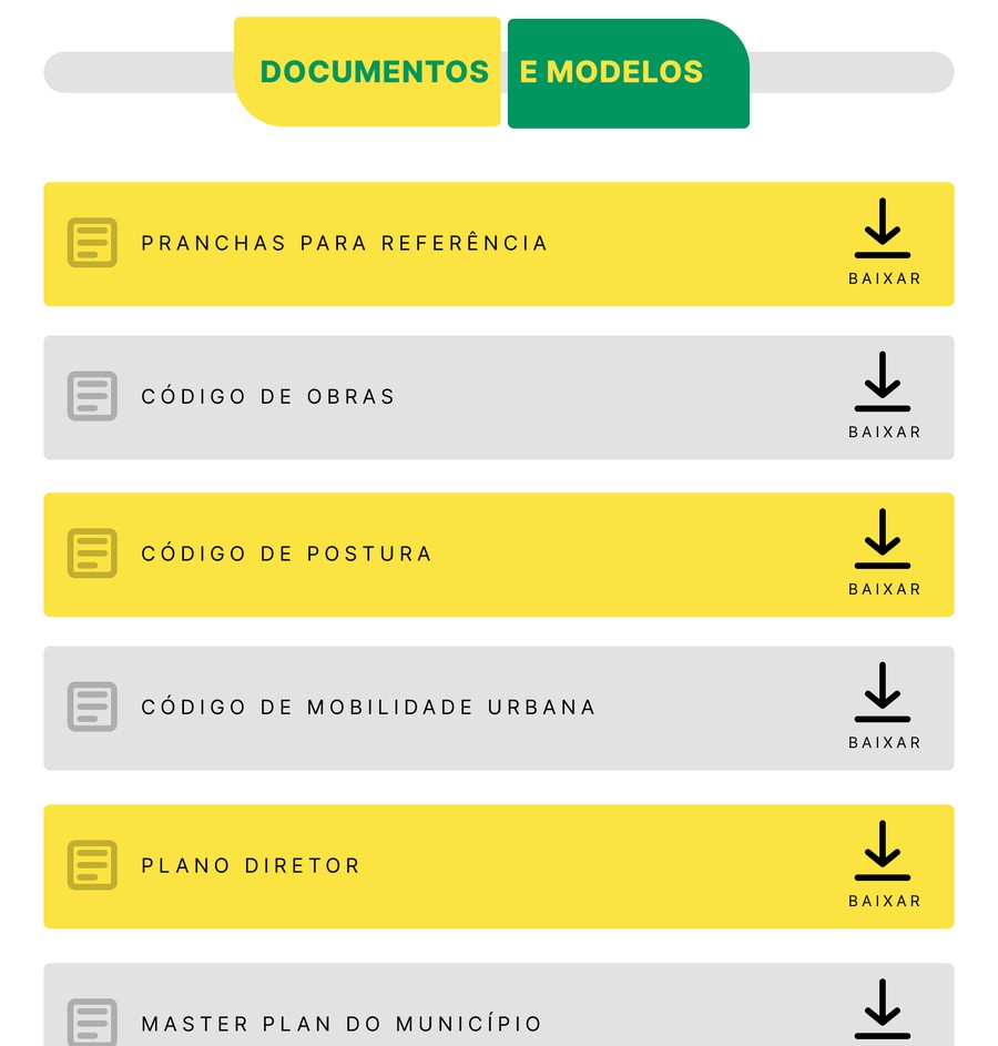 Documentos e modelos com download direto.